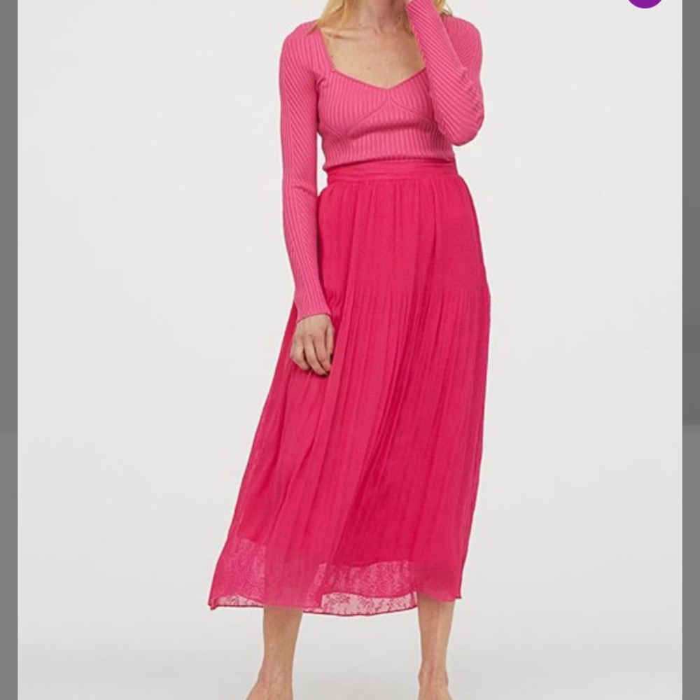 New! H & M cerise Debra garden party midi skirt